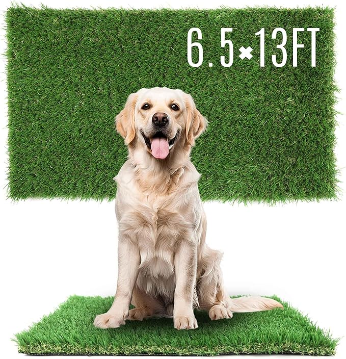 1.38" Artificial Grass Turf 6.5 x 13 FT, Dog Grass Pads Indoor Outdoor Garden Lawn Landscape Patio Turf Mat Thick Fake Faux Grass Rug Dog Pets Mat for Puppy Potty Training