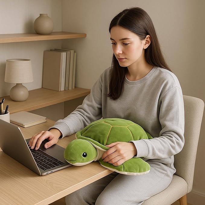 WEIGEDU Large Weighted Sea Turtle Stuffed Animal Plush Toy with Embroidered Eyes, Removable Weight Pack - 28 Inches, 5 lb Soft Cuddly Toy for Kids and Adults
