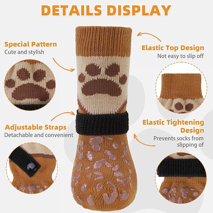 KOOLTAIL Dog Socks for Hot/Cold Pavement to Prevent Licking Paws for Hardwood Floors,Anti Slip,Pet Boots&Paw Protector with Grippers,Puppy Shoes Booties for Small Medium Large Senior Dogs