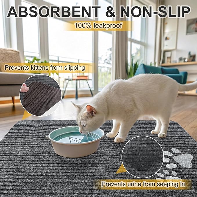 BEAUTYZOO Cat Litter Mat Litter Trapping Mat, 20"x 28" Small Litter Box Mat, Waterproof Kitty Litter Mat, Non-Slip Litter Rug Mats Pads for Floor Scatter Control, Soft on Paws & Easy to Clean, Grey