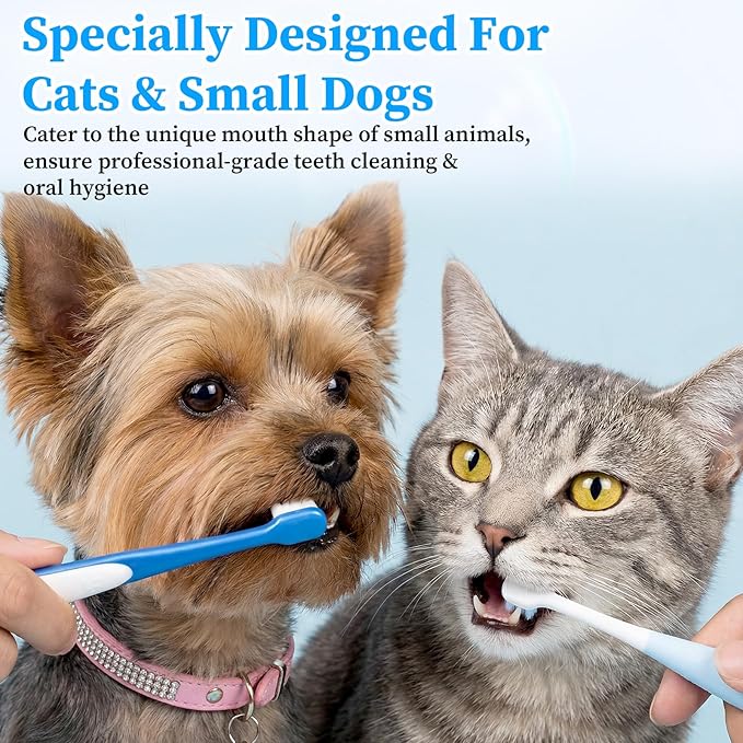 3 Pcs Small Dog Toothbrush Kit: Silicone 360 Pet Tooth Brushes for Dogs Cat, 3-Sided Dog Toothbrush Set of 3 Different Shapes PP+Nylon