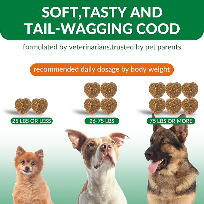 Clcyxpys Glucosamine for Dogs Hip and Joint Supplement Chews,Mobility Support Supplement -Glucosamine chondroitin-MSM，Hip & Joint Support-Digestion,Probiotics-120 Chews