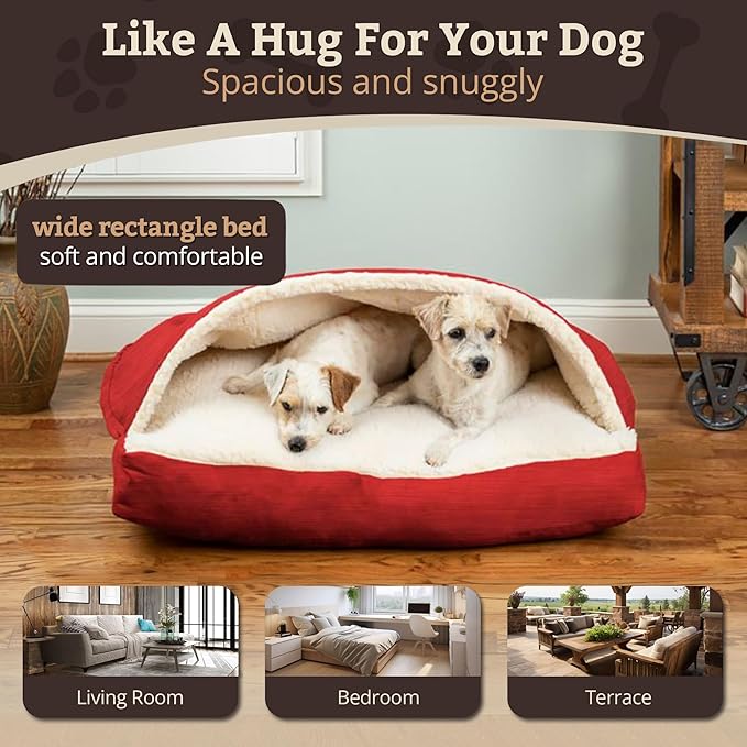 Snoozer Pet Products Rectangle Cozy Cave Dog Bed, Medium, Red