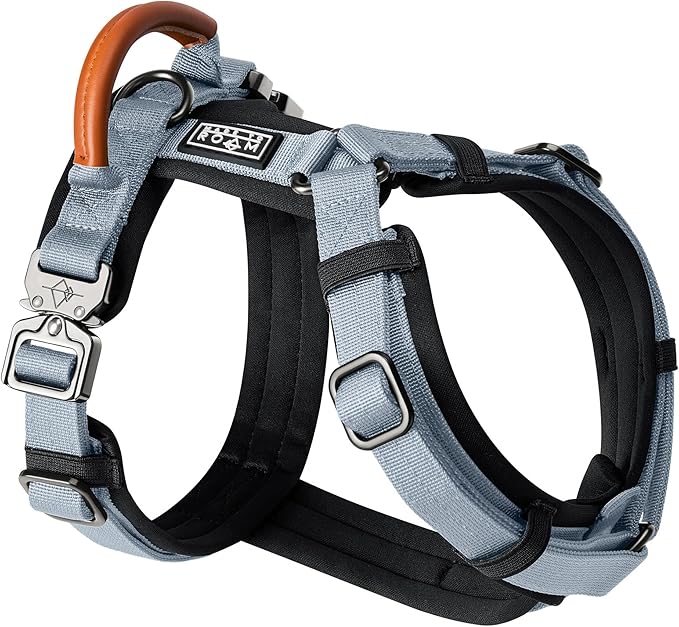 MADE TO ROAM Premium Explorer Harness - Y-Shaped Dog Harness with Adjustable Durable Nylon, Soft Padding, Metal Buckles and Leather Handle for Small, Medium, Large Dogs (Virginia Mountains, Size 7)