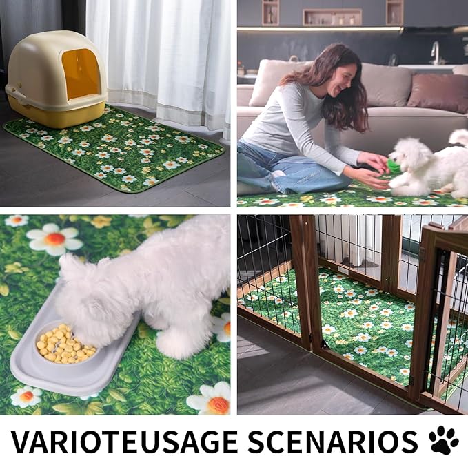 Dog Pee Pads Training Pads Upgrade Triple Thickness All-Purpose Super Absorbent & Leak-Proof, Quick Dry and Leak-Proof and Odor Control (Yellow Daisy on Green, 36" x72"x2PCS)