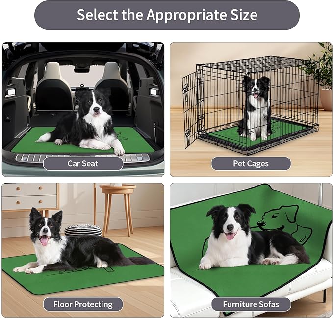 2 Pack Washable Pee Pads for Dogs 18"x24", Reusable Training Puppypads Absorbency Non-Slip & Leak-Proof for Pet Whelping Box Playpen Crate Sofa Bed Floors (Green)