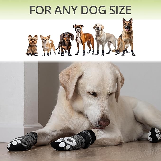 Anti Slip Dog Socks for Hardwood Floors, 6 Pack | Dog Socks to Prevent Licking Paws and Add Traction | Paw Protection for Senior Dogs | Dog Booties Alternative - XS