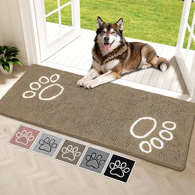Bcoimo Super Absorbent Dog Door Mat, 60"*24" Anti Slip Mat for Muddy Paws, Pet Rugs for Dirty Paws Washable That Absorbs Moisture and Dirt, for Dog Cage and Pet Resting Carpet
