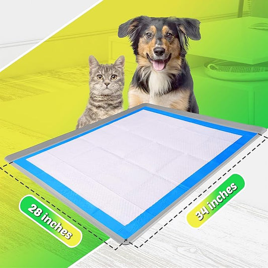 TidyFriend Dog Pee Pad Holder Tray Fits for 28” x 34” Wee Wee Pee Pads - Stable Grip, Raised Edges, Quick-Wipe Silicone Surface Dog Potty Tray Holder for Indoor Flooring Protection (Light Grey)
