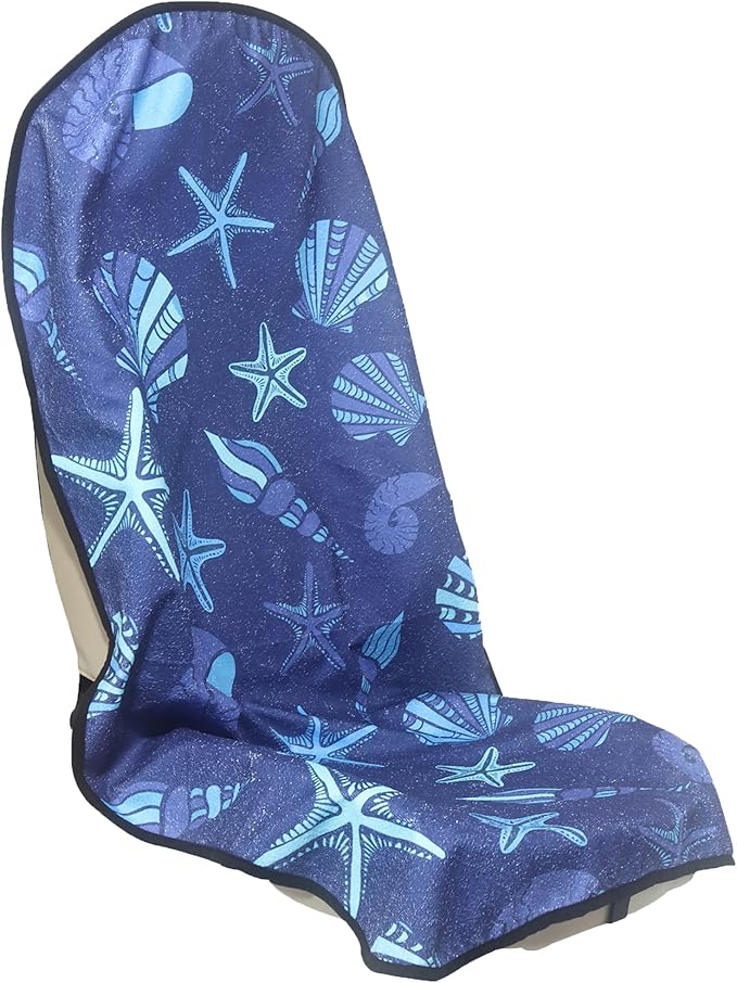 LoyaGour Car Seat Cover Protector Front Seats,for Gym Workout,Running,Swimming,Beach and Hiking,Waterproof Sweat Towel Bucket Seat Covers for Cars SUV Trucks (Conch Shells Starfish, 1Pcs)