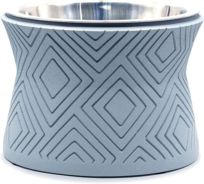 Pet Junkie Santa Fe Single Elevated Pet Bowl Stand with Removable Stainless Steel 16oz Inner Bowl for Small Dog Breed or Cat - Raised Dog Food or Water Station (Small, ICY Gray)