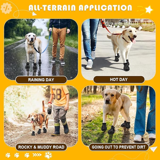 Dog Sandals, Breathable Dog Shoe for Hot Pavement, Anti-Slip & Paw Protectors Pet Shoes for Indoor/Outdoor Walking. Dog Boots for Small, Medium & Large Dogs (Black, 4PCS)