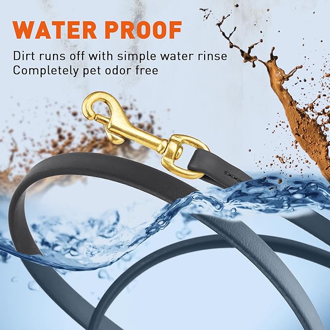 Viper Biothane K9 Working Dog Leash Waterproof Lead for Tracking Training Schutzhund Odor-Proof Long Line with Solid Brass Snap for Puppy Medium and Large Dogs, 10ft Black