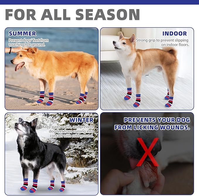 KOOLTAIL Dog Socks for Hot Pavement, Summer Dog shoes to Prevent Licking Paws for Hardwood Floor, Non Slip Double Sides Boots & Paw Protectors, Pet Grippy Booties for Small Medium Large Senior Dogs,SM