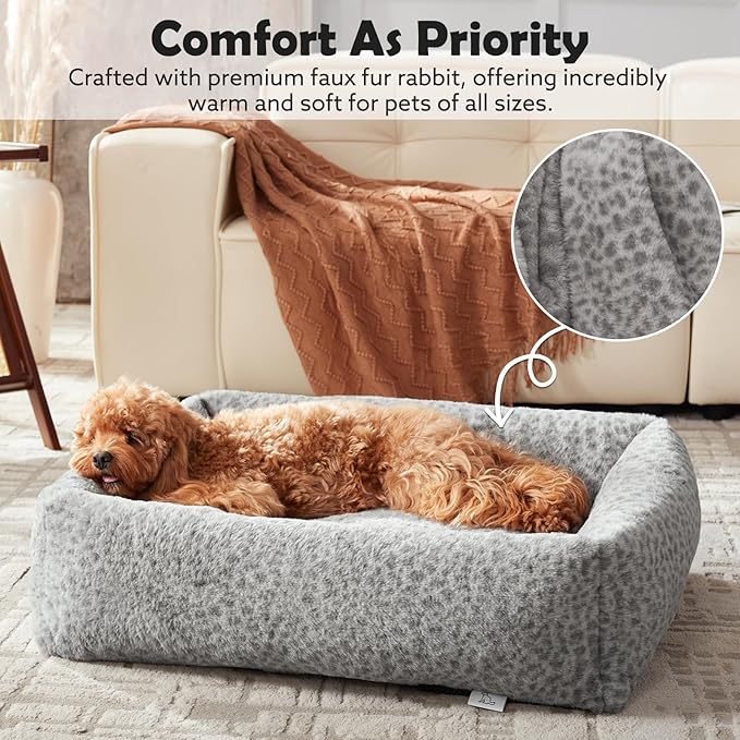 JOEJOY Small Dog Bed for Small Dogs, Washable Orthopedic Premium Soft Corduroy Fleece Pet Bed with Removable Zipper Cover, Cute Calming Puppy Bed with Non Skid Bottom