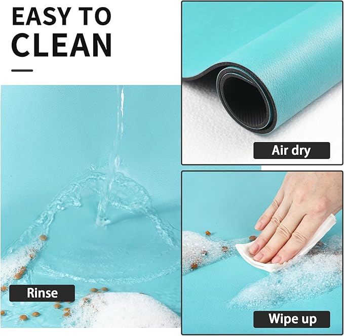Dog Food Mat - Absorbent Cat Mat for Food and Water, No Stains Pet Feeding Bowl Mat, Easy to Clean Pet Placemats, Quick Dry Dog Water Dispenser Mat for Messy Drinkers | Paw Teal 12"x 19"