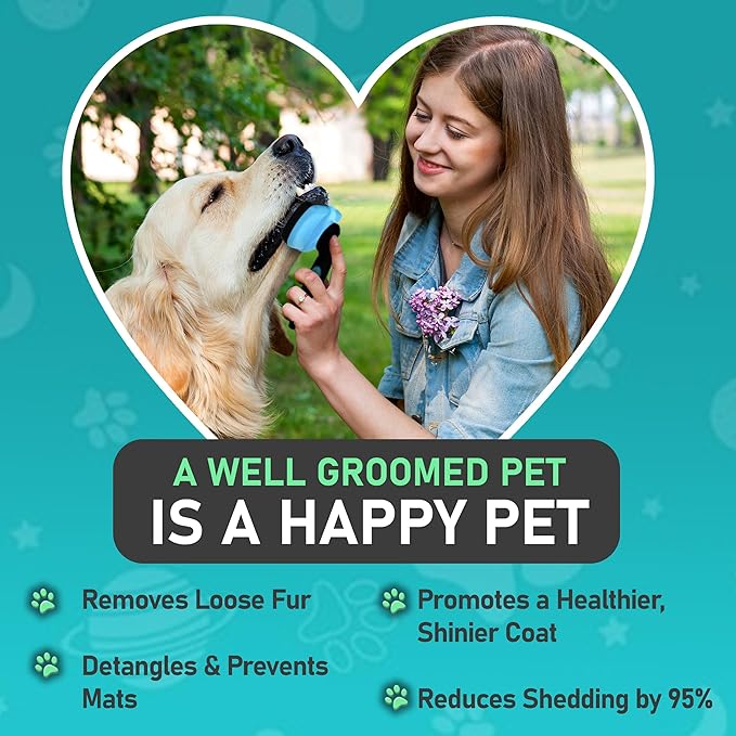Maxpower Planet Pet Grooming Brush - Double Sided Shedding and Dematting Undercoat Rake Comb for Dogs and Cats,Extra Wide (B - Slicker Brush, Large)