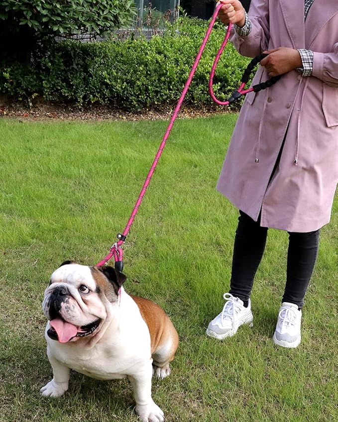 TagME Slip Leads for Dogs, 6 FT Heavy Duty Slip Leash with Padded Handle, Strong Rope No Pull Pet Training Leash for Large Dogs,Hot Pink