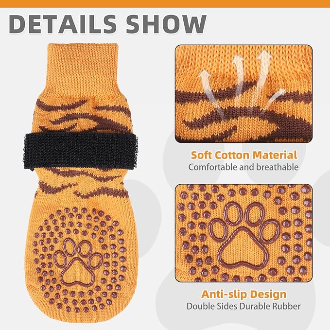 KOOLTAIL Dog Socks for Hot/Cold Pavement to Prevent Licking Paws,Dog Boots&Paw Protector for Hardwood Floors Anti Slip,Traction Control No Twist Grip Booties for Small Medium Large Senior Dogs L