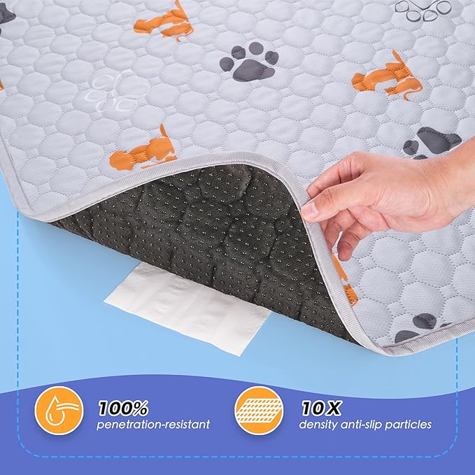 Washable Pee Pads for Dogs, 1 Pack Absorbent Reusable Training Dog Pads Pet Puppy Pads, Non-Slip Potty Pads for Whelping, Playpen, Crate, Bed, Orange, 65"x48"