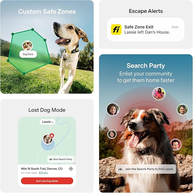New Fi Series 3+ Smart Dog Tracker Collar [12 Month Membership Included] GPS Tracker for Dogs with Health & Behavior Monitoring, Escape Alerts, Waterproof, LED, Apple Watch Compatible (Pink, Large)