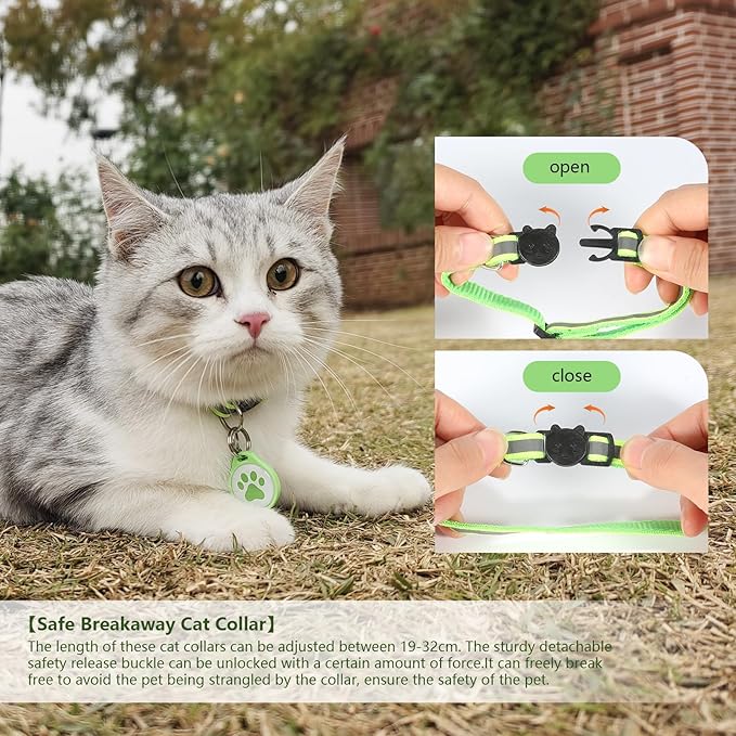Smart ID tag&Airtag Cat Collar Breakaway with Bell,Reflective Kitten Collar with Apple Airtag Cat Collar Holder,Adjustable 7-12In,Safety Buckle for Girl Boy Cats,Pet Supplies,Accessories,Gifts(Pink)