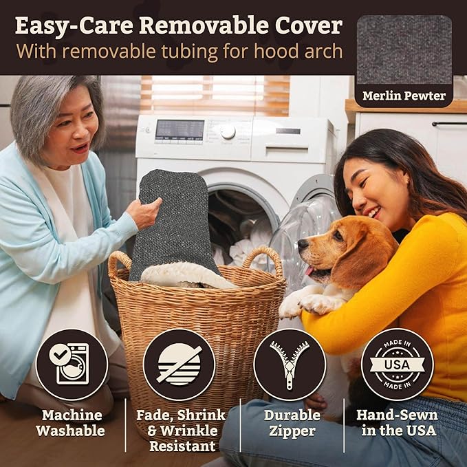 Snoozer Pet Products Luxury Rectangle Cozy Cave Dog Bed with Microsuede, Showdog Collection, Large, Merlin Pewter