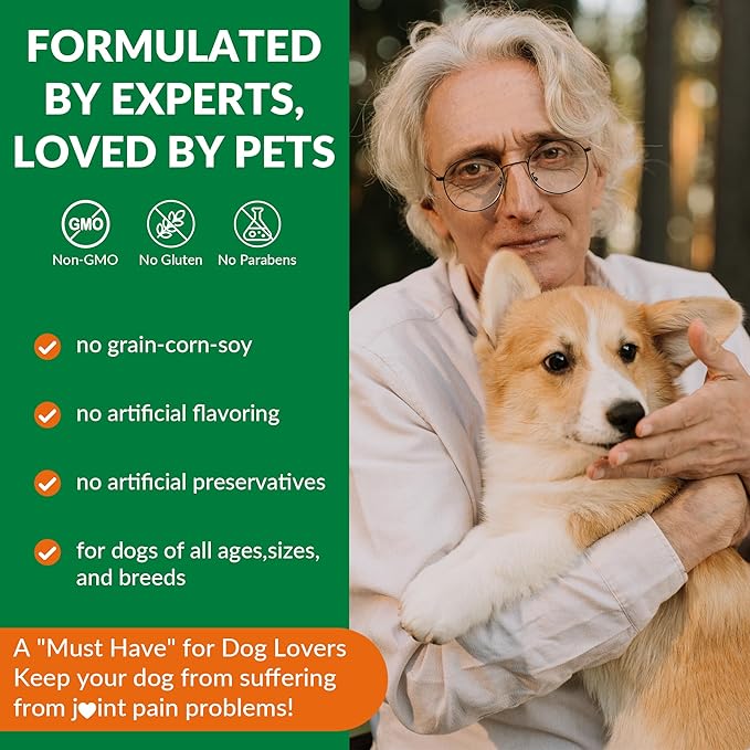 Clcyxpys Glucosamine for Dogs Hip and Joint Supplement Chews,Mobility Support Supplement -Glucosamine chondroitin-MSM，Hip & Joint Support-Digestion,Probiotics-120 Chews