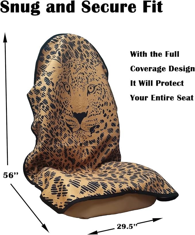 LoyaGour Car Seat Cover Protector Front Seats,for Gym Workout,Running,Swimming,Beach and Hiking,Waterproof Sweat Towel Bucket Seat Covers for Cars SUV Trucks (Leopard, 1Pcs)