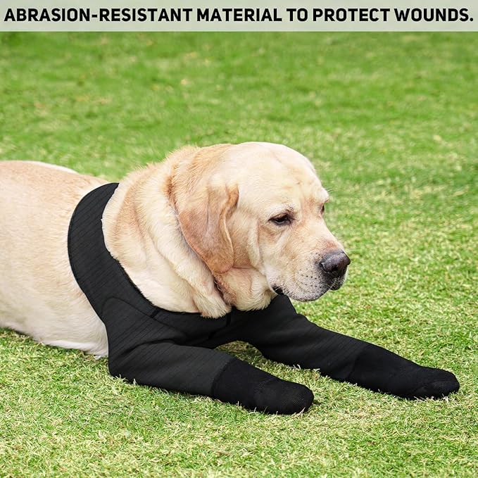Dog Socks & Boots - Waterproof Anti-Licking Paw Protectors with Non-Slip Bottom, Post-Surgery Recovery Sleeves for Wound Protection (Black, 3XL)