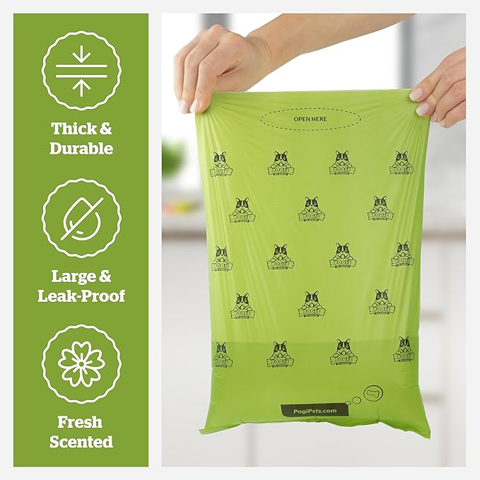 Pogi’s Dog Poop Bags – Leak-Proof & Extra Thick Pet Waste Bags with 2 Holders (Fresh Scent, 50 Rolls, 750-Count)