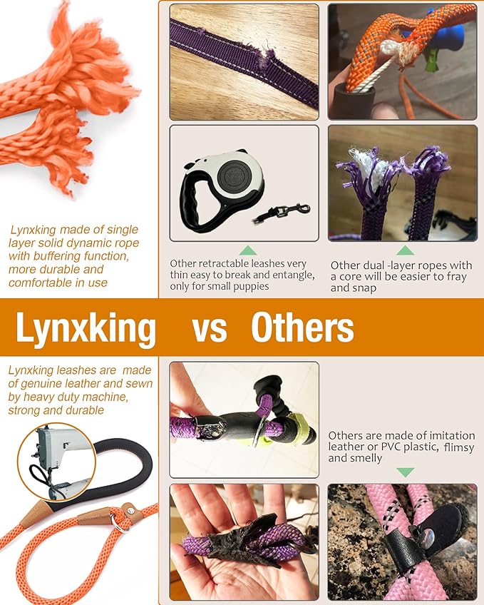 lynxking 5 FT Dog Leash Slip Lead 2 Pack Strong Heavy Duty Braided Dog Training Leash No Pull Training Lead Leashes for Medium Large and Small Dogs