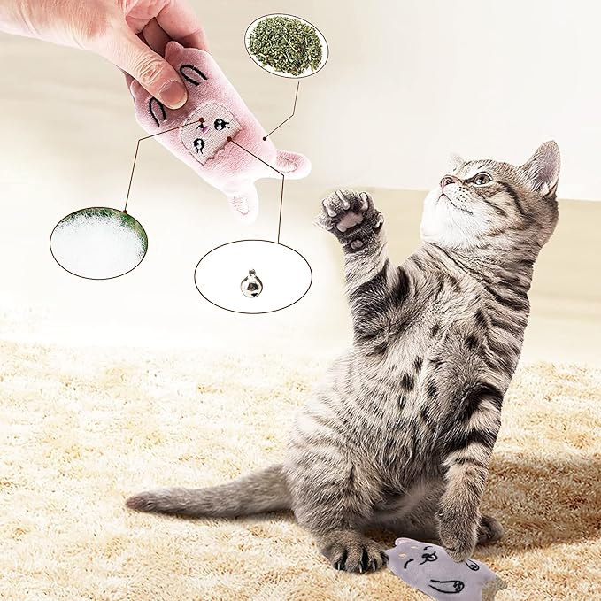 Pai Sence Cat Toys for Indoor Cats Kittens Interactive Pillow Catnip Toys with Bell Bite Toy 6 Pcs