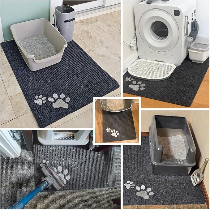 BEAUTYZOO Cat Litter Mat Litter Trapping Mat, 20"x 28" Small Litter Box Mat, Waterproof Kitty Litter Mat, Non-Slip Litter Rug Mats Pads for Floor Scatter Control, Soft on Paws & Easy to Clean, Grey