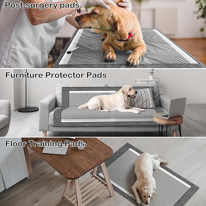 MIZOK 36x36in Charcoal Dog Pee Pads Activated Carbon Odor Control Dog Pads Super Absorption for Up to 11 Cups of Liquid Quick Dry & Leak-Proof Pee Pads for Dogs, Cats, Rabbits, Disposal, 25Ct