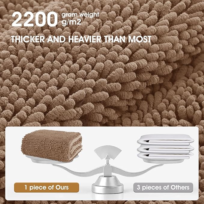 Extra Large Dog Door Mats for Muddy Paws, 71" x 25" Chenille Absorbent Mud Mat for Dogs, Non Slip Heavy Dog Rugs For Muddy Paws, Soft Indoor Door Mat for Entryway, Mud Paw, Inside Floor, Camel
