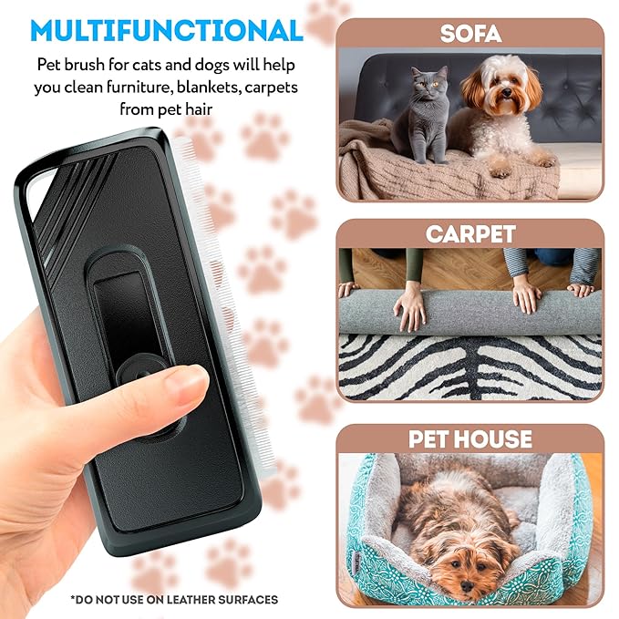 Black Self Cleaning Slicker Brush. Cat Brush with Release Button. Self Cleaning Dog Brush for Long Haired Dogs and Short Haired with Sturdy Case, Blades. Pet Grooming Brush for Dogs Shedding