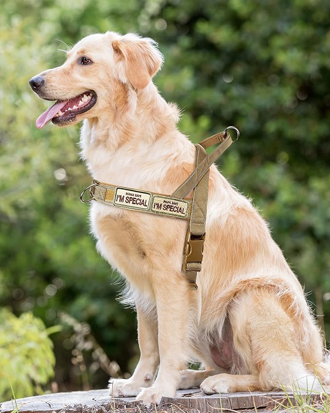 No Pull Dog Harness for Medium Large Dogs, Escape Proof Adjustable Dog Harness Brown Camo, S