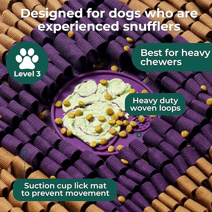 Wagorific Snuffle Mat for Dogs Toast PB&J, Large Dog Snuffle Mat 21” x 23”, Plush Enrichment Toy Slow Feeder Mental Health to Keep Them Busy, Machine Washable, Snuffle Mat for All Breeds Sizes
