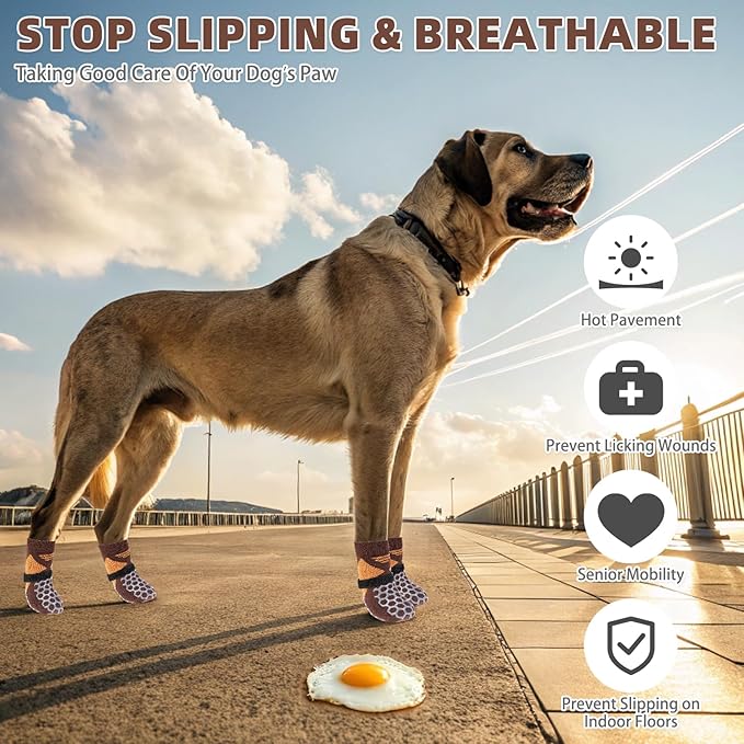 KOOLTAIL Dog Socks for Hot/Cold Pavement, Breathable & Warm Dog Socks to Prevent Licking Paws, Non Slip Pet Boots & Paw Protectors for Hardwood Floor,Grippy Shoes for Small Medium Large Senior Dogs