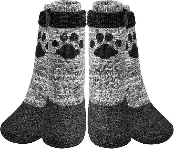 KOOLTAIL Anti Slip Dog Socks for Hot/Cold Pavement to Prevent Licking Paws,Booties for Hardwood Floors,Traction Rain Dog Boots&Paw Protectors Shoes with Grip for Outside Small Medium Large Senior Dogs