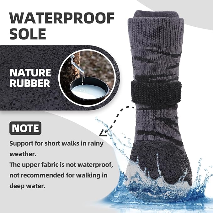 PUPTECK Anti Slip Dogs Shoes for Hot/Cold Pavement, Senior Booties, Rubber Boots & Paw Protectors for Small Medium Large Size Dogs to Prevent Licking, Grippy Socks for Hardwood Floors, Tiger, L