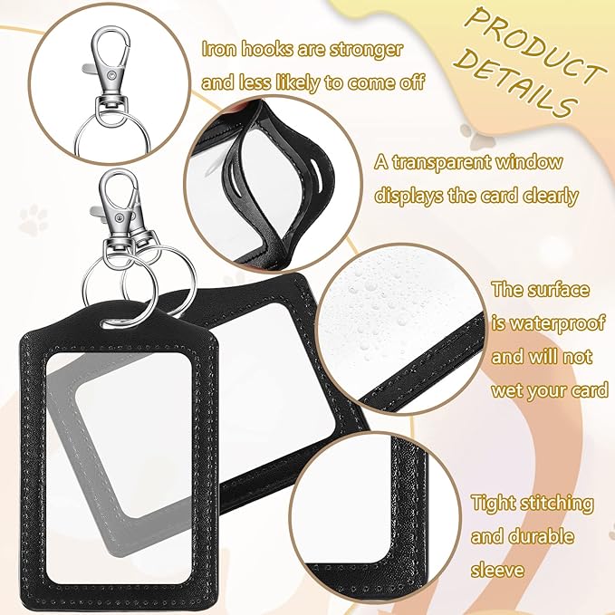 Gueevin 6 Pieces Service Dog ID Holder Badge Waterproof Holders with Clip Plastic Service Animals Tag Card Slot Pet Supplies, Horizontal and Vertical