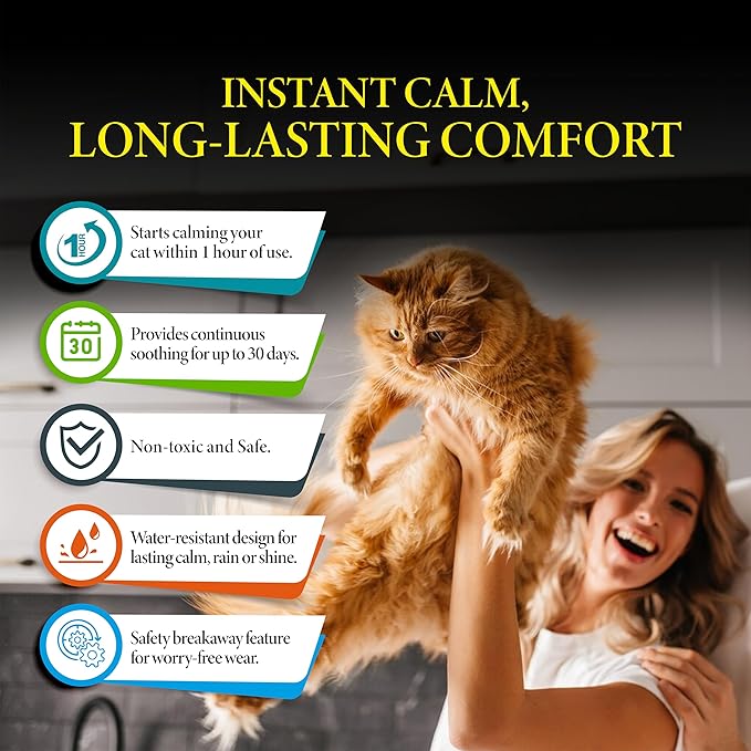 Soothing Cat Calming Collars - 2 Pack Grey Adjustable Collar for Anxiety Relief | Pheromone-Infused Comfort Collars for Cats | Lasts 30 Days | Ideal for Stressful Situations