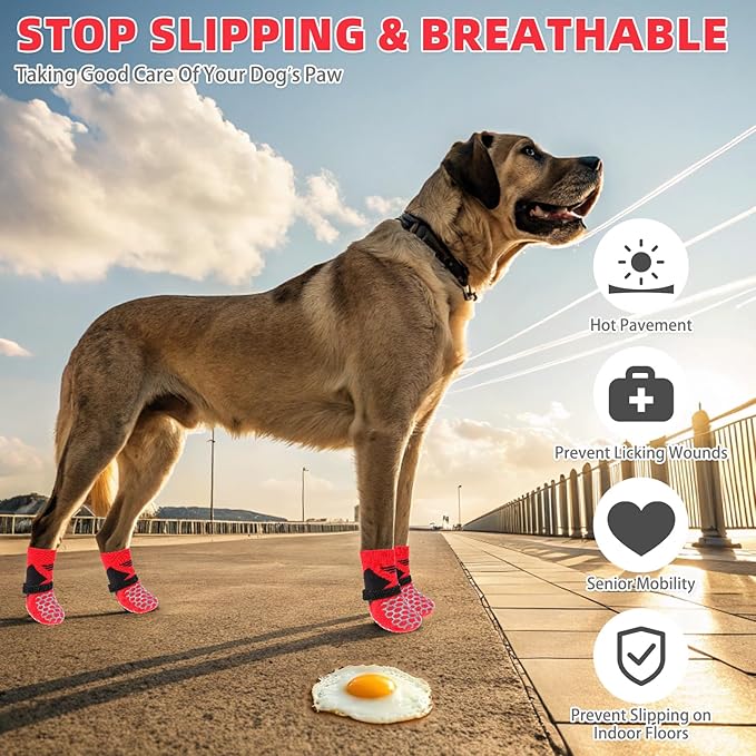 KOOLTAIL Dog Socks for Hot/Cold Pavement, Breathable & Warm Dog Socks to Prevent Licking Paws, Non Slip Pet Boots & Paw Protectors for Hardwood Floor,Grippy Shoes for Medium Senior Dogs