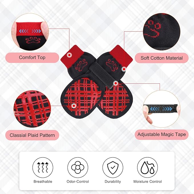 BEAUTYZOO Dog Socks to Prevent Licking Paws, Dog Shoes for Hot Pavement Small Medium Large Senior Dog Booties, Non Slip Dog Boots & Paw Protectors for Hardwood Floors Traction Control Indoor