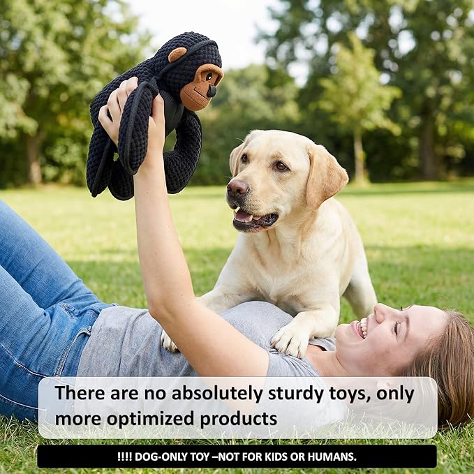 LydaPKS Plush Stuffed Squeaky Dog Toys, Tough Dog Toy Large Breed, Dog Chew Toys for Large Dogs,Chew Dog Toys to Keep Them Busy,11" x 11" Gorilla