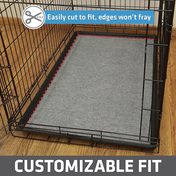 Drymate Dog Crate Mat Liner, Absorbs Urine, Waterproof, Non-Slip, Washable Puppy Pee Pad for Kennel Training - Use Under Pet Cage to Protect Floors, Thin Cut to Fit Design (USA Made) (LGrey)(29"x50")