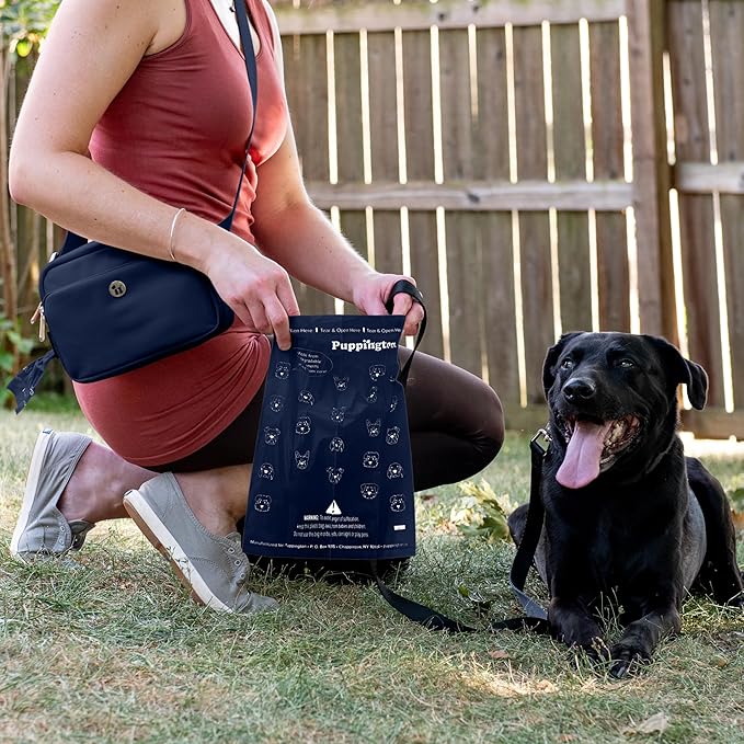 Puppington Certified Home Compostable Poop Bags - ASTM D6400 Compliant - 270 Extra Thick Bags - Plant Based - Pairs with Puppington 3-in-1 Bag & Fits all Standard Poop Bag Dispensers (Navy Blue)