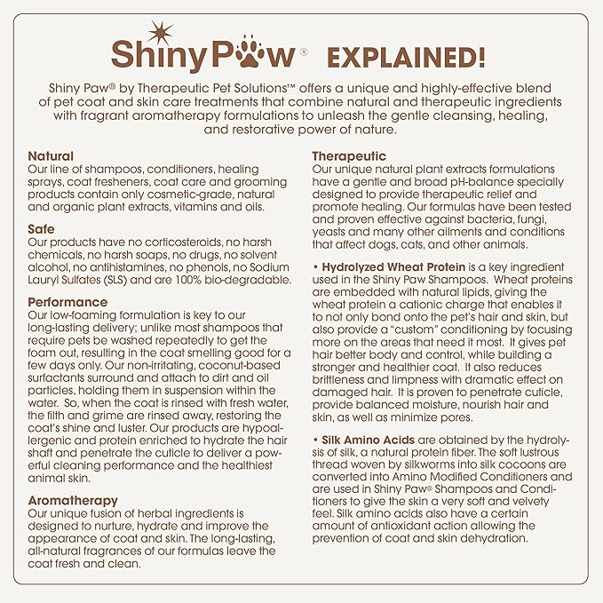 Oatmeal Shampoo for Dogs 16 oz | Shiny Paw Dog Shampoo for Allergies and Itching | Controls Dog Shedding Naturally | Itchy Skin Relief for Dogs | Tearless Dog Shampoo & Conditioner